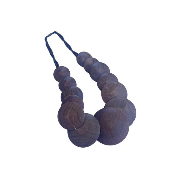Handcrafted Wooden Beaded Necklace With Layered Circular Design - Picture 4 of 7
